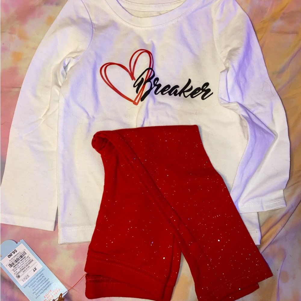 Girls Valentines Day Outfit. 2t Homemade on Cat and Jack clothes. New with tags